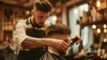 Barber working meticulously